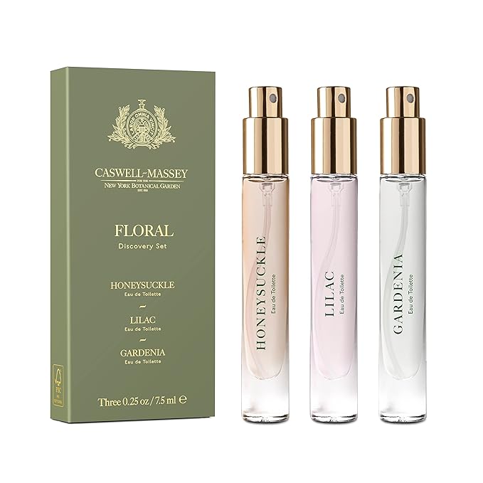 Caswell-Massey Floral Trio Discovery Set, Includes Gardenia, Lilac & Honeysuckle, Discover the Beauty of Botanicals, Travel Size Perfume Set, Perfume for Women, 0.25 Fl Oz Each-BrightBean Baby