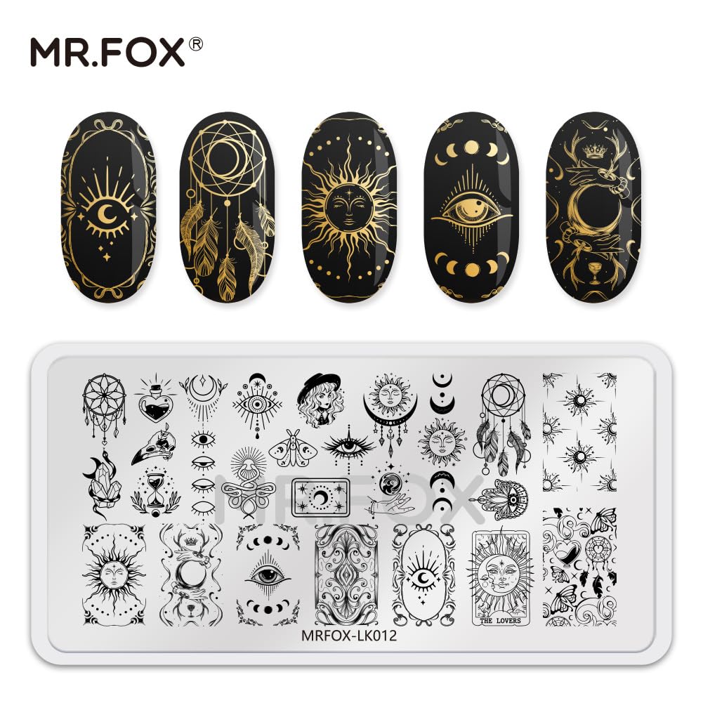 5 Pcs Nail Plates Stamping Set Starry Star Moon Esoteric Elements Nail Art DIY Stamping Template-BrightBean Baby