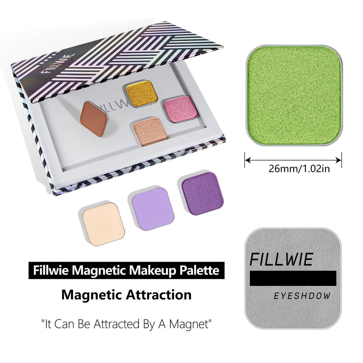 Shimmer Single Eyeshadow Fresh Light Green with Soft Glow Finish, Blendable Powder, Magnetic Pan for Custom Magnetic Makeup Palette (Halo Leaf)-BrightBean Baby