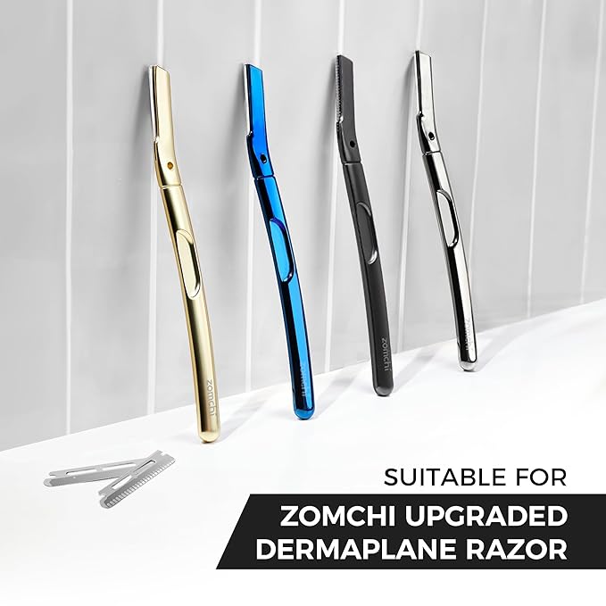 ZOMCHI Reusable Metal Dermaplane Tool Refills, Set of 10 Replacement Blades (Micro Distance), Dermaplaning Razor Refills, Plastic Free Eyebrow Razor Blades-BrightBean Baby