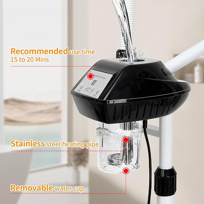 Professional Facial Steamer, 2 in 1 Facial Steamer on Wheels with 5X Magnifying Lamp, Steamer for Face Adjustable Height, Steamer for Facial for Salon, Spa and at Home Use-BrightBean Baby