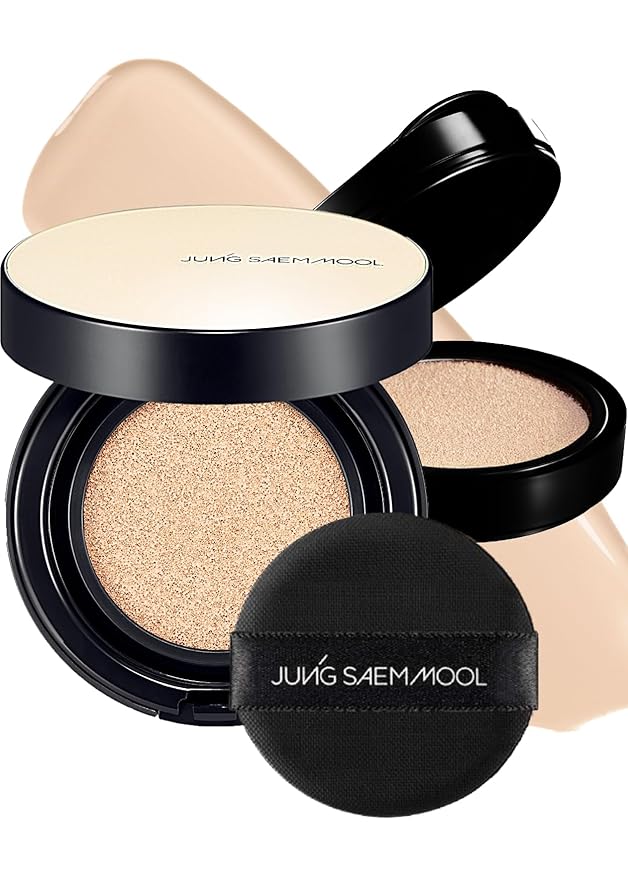 JUNG SAEM MOOL Essential Skin Nuder Longwear Cushion 0.98 Fl Oz (Fair Light), Refill Included, 24H Lasting Cushion Foundation with High Coverage, Semi-Matte Natural Finish, Korean Foundation Makeup-BrightBean Baby