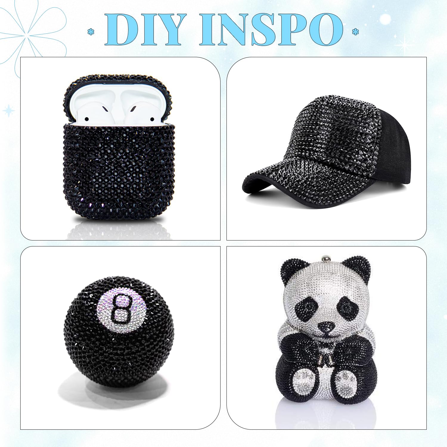 6000Pcs Resin Rhinestones for Bedazzling with 3Pcs B7000 Jewelry Glue, 1 Box Black Flatback Rhinestones for Crafting Crafts DIY, Crystals Gems for Clothing Shoes Tumblers Nail Art Makeup-BrightBean Baby