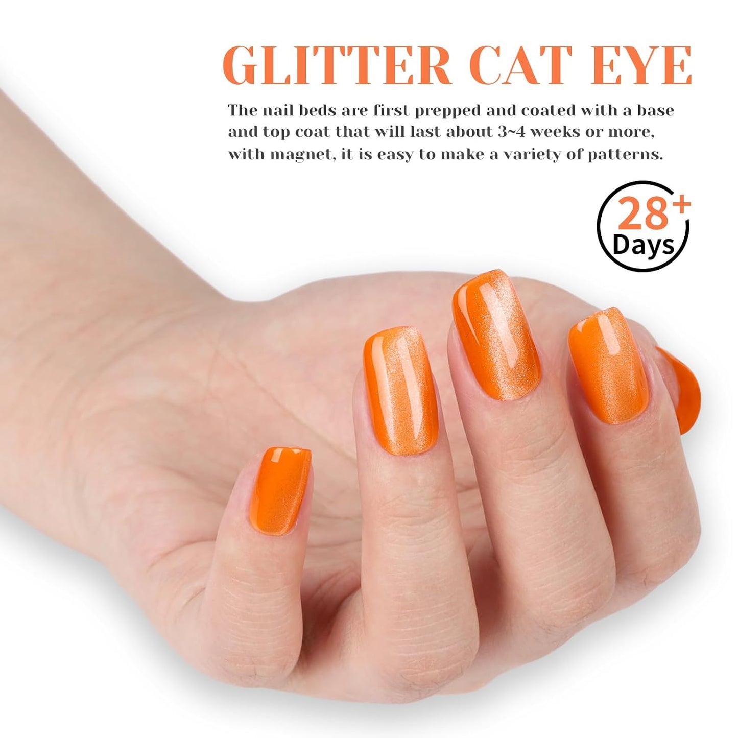 Orange Cat Eye Gel Nail Polish - Perfect for DIY at Home & Ideal Gift for Nail Art Lovers!-BrightBean Baby