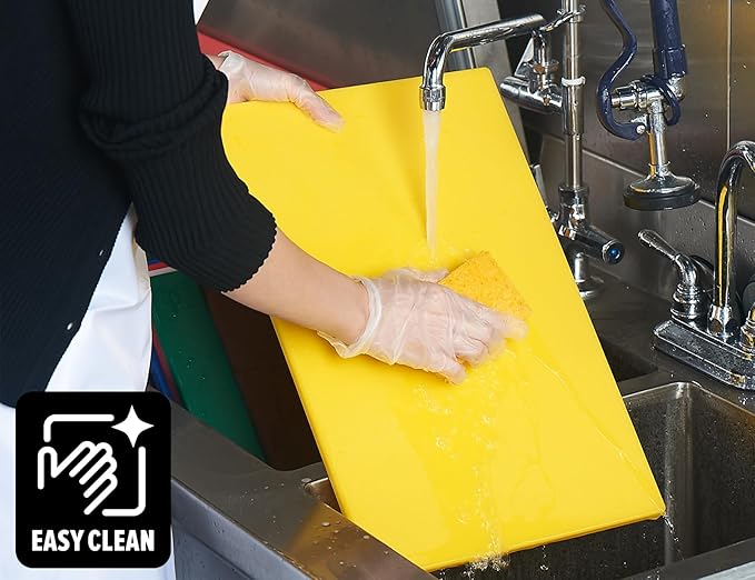 CURTA Cutting Boards for Kitchen, 20" x 14" x 0.5" Yellow Color Coded Plastic Commercial Chopping Board with Anti Slip Surface Dishwasher Safe
