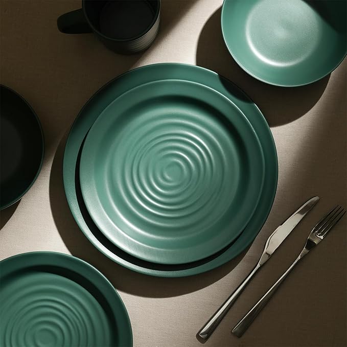 Stone Lain Orbit 4-Piece Salad Plate Set Stoneware, Green