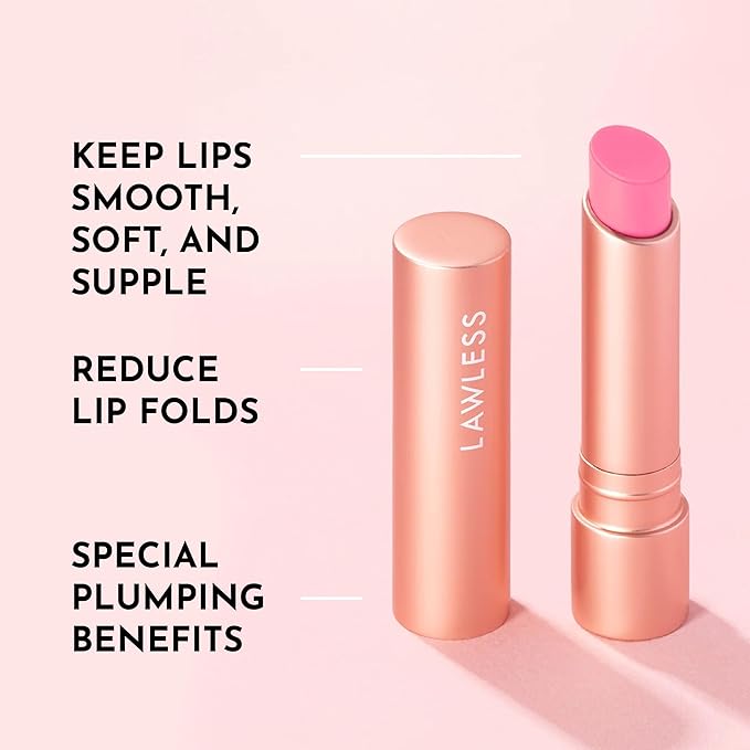 "LAWLESS Forget the Filler Lip Plumping Line-Smoothing Tinted Balm, Baby Doll, Pink, 0.09 Ounce"-BrightBean Baby