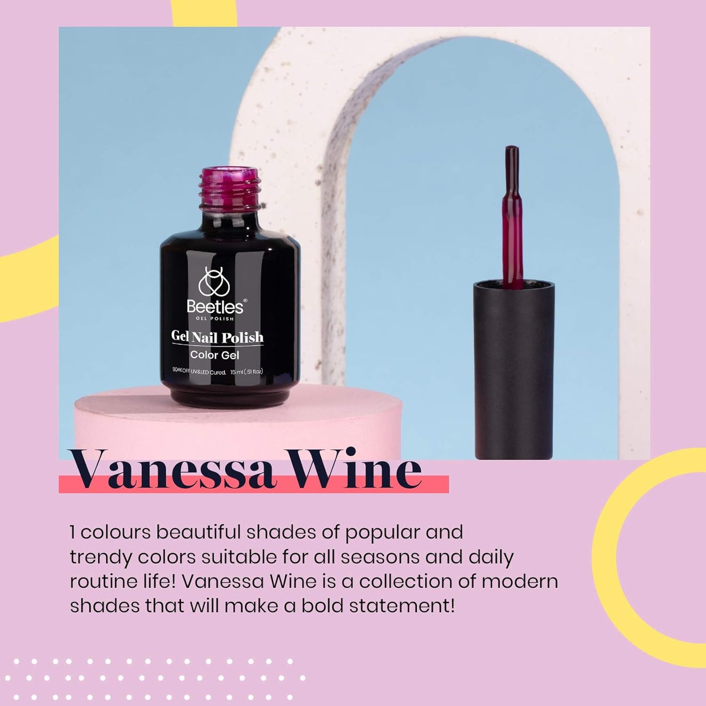 Beetles Wine Red Gel Nail Polish, Burgundy Red Plum Fall Gel Polish Soak Off Uv LED Lamp Nail Art Manicure Salon DIY Design at Home Gifts for Women 0.51 Fl Oz-BrightBean Baby