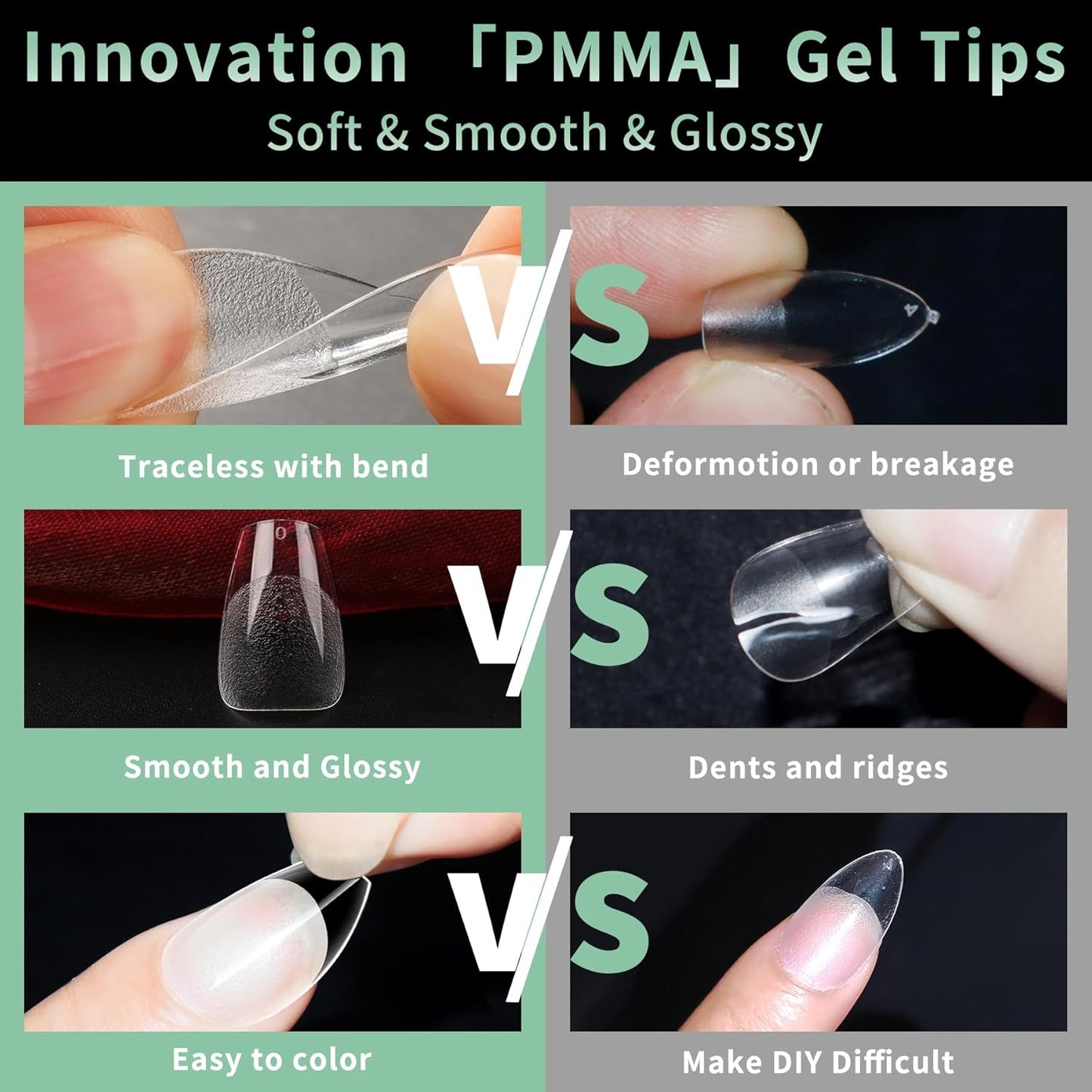 Short Coffin Nail Tips, 216pcs Acrylic Ballerina Soft Fake Nails Gel Nail Tips, Full Cover Pre-Shaped Matte Clear Press on Nails for Extension, Diy at Home Manicure 12 Sizes-BrightBean Baby