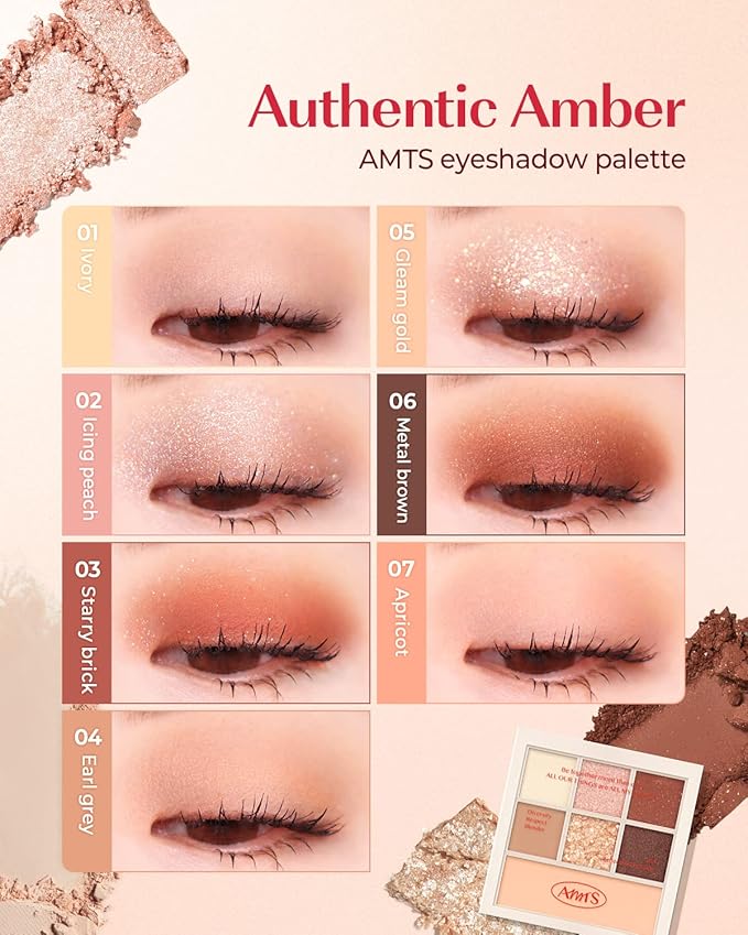 AMTS Off Sienna & Authentic Amber Eyeshadow Palettes Set, Valentine's gifts for teen girls, women | Matte Shimmer Metallic, Long Lasting-BrightBean Baby