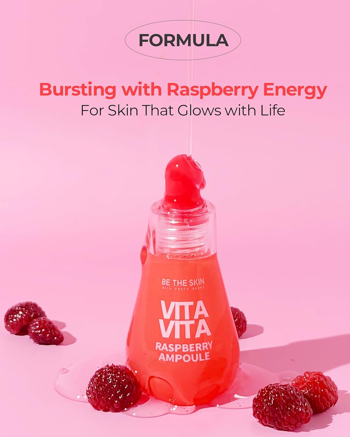 Vitavita Raspberry Ampoule - Radiance Boosting Face Serum for Even Skin Tone and Enhanced Elasticity with Niacinamide, Vitamin C, 11 Peptides, 1.01 fl.oz.-BrightBean Baby
