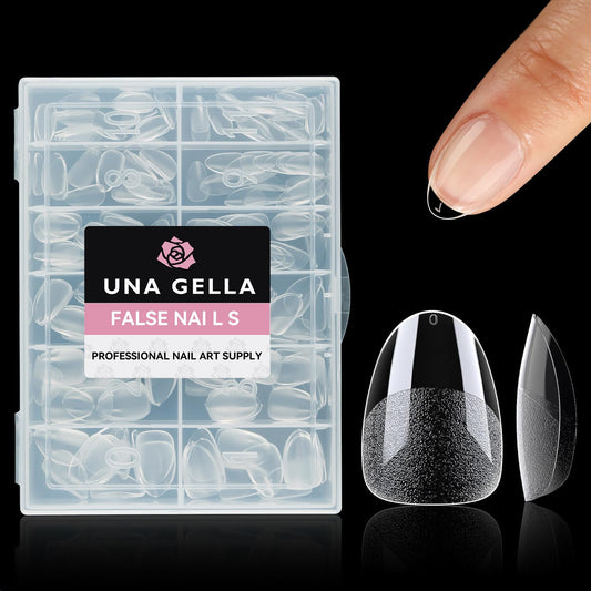 UNA GELLA Extra Short Almond Nail Tips, 312pcs XS Gel Nail Tips Almond Pre-Shaped Half Matte Full Cover No Need File Clear Fake Nails for Nails Extension Home DIY Salon 12 Sizes-BrightBean Baby