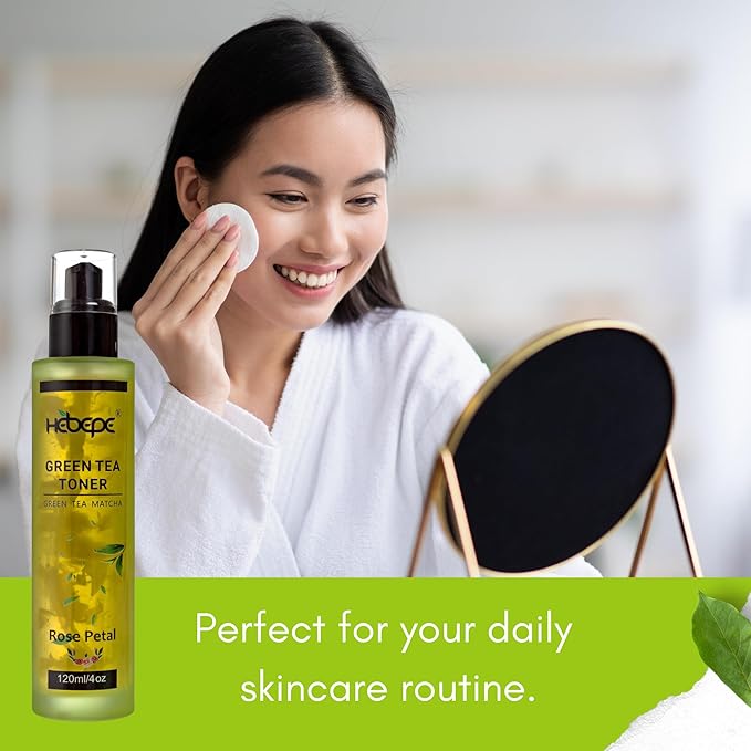 Green Tea Matcha Facial Toner with Rose Petal, Refreshing, and Soothing Face Toner, with Rose Oil, Aloe Vera,120ml-BrightBean Baby
