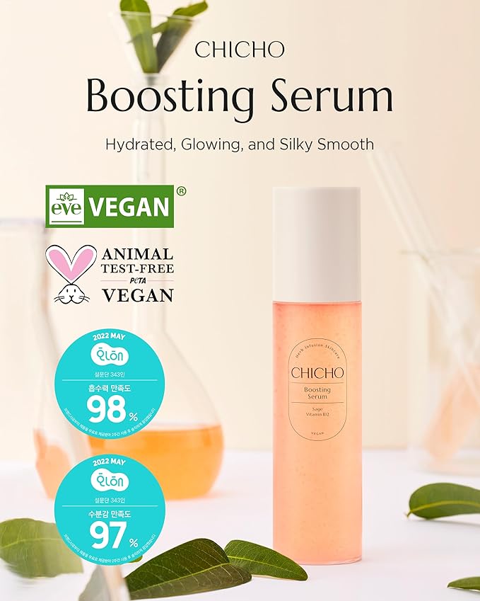 CHICHO Boosting Serum - Korean Face Spray Essnece with 88% Sage Leaf Water Vitamin B12 Niacinamide - Glow Skin Hydrating Sensitive Skin Vegan Clean Formula, 3.38 fl.oz.-BrightBean Baby