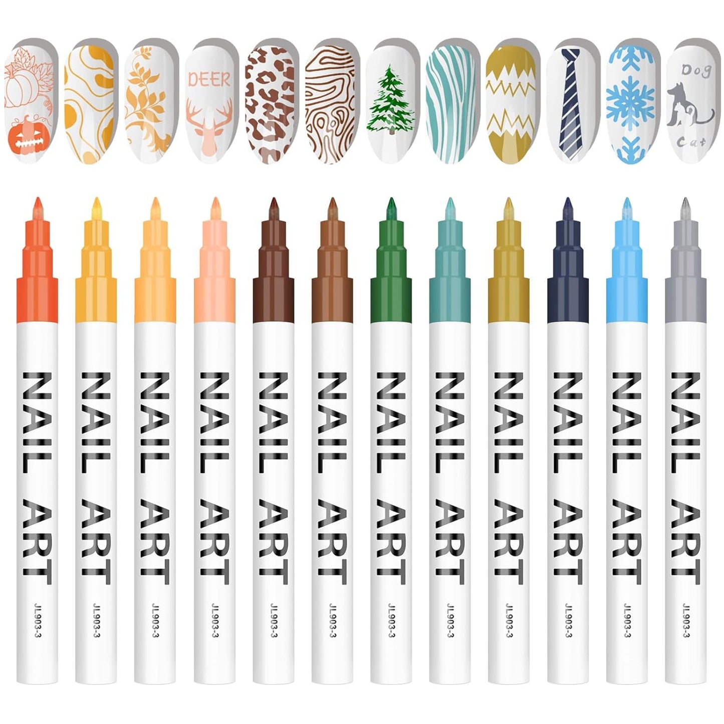 12 Color 3D Nail Art Pens Set, Kalolary Nail Point Graffiti Dotting Pen Drawing Painting Liner Brush for DIY Nail Art Beauty Adorn Manicure Tools(B)-BrightBean Baby