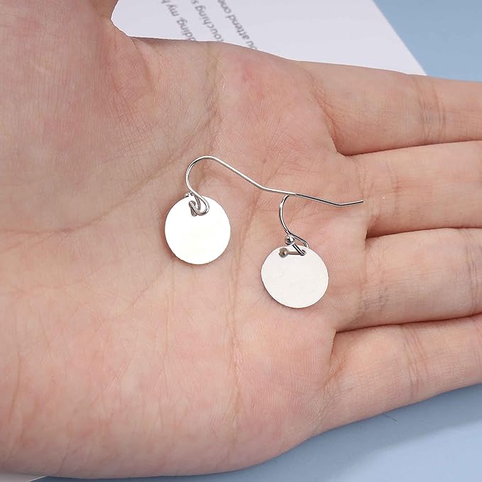 Boho Disc Coin Drop Earrings Tiny Circle Dangle Earrings Silver Smooth Coin Hook Earrings Minimalist Geometric Earrings for Women and Girls-BrightBean Baby