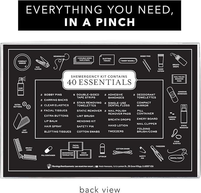Pinch Provisions Shemergency Kit for Her, 40 Emergency Essential Items, Compact, Multi-Functional Pouch, Gift for Women, Birthday, Bachelorette Parties, and More!-BrightBean Baby