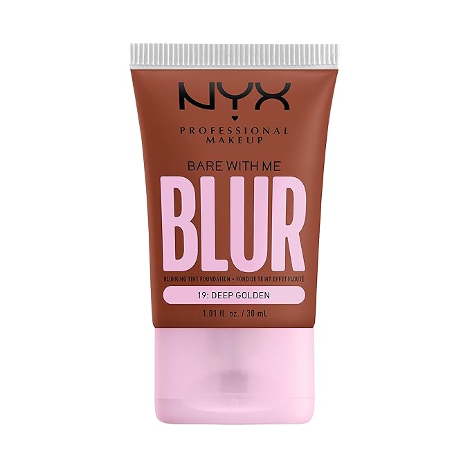 NYX PROFESSIONAL MAKEUP Bare With Me Blur Skin Tint Foundation Make Up with Matcha, Glycerin & Niacinamide - Deep Golden-BrightBean Baby
