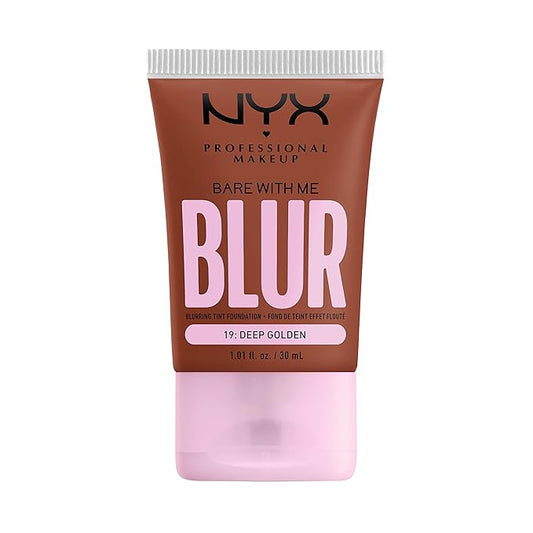 NYX PROFESSIONAL MAKEUP Bare With Me Blur Skin Tint Foundation Make Up with Matcha, Glycerin & Niacinamide - Deep Golden-BrightBean Baby