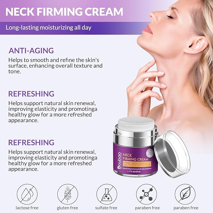 Advanced Neck Firming Cream – 3% Retinol & Hyaluronic Acid for Wrinkle Reduction, Lifting & Skin Tightening – Anti-Aging Moisturizer for Face, Neck & Décolleté – Deep Hydration, 1.7 FL OZ-BrightBean Baby
