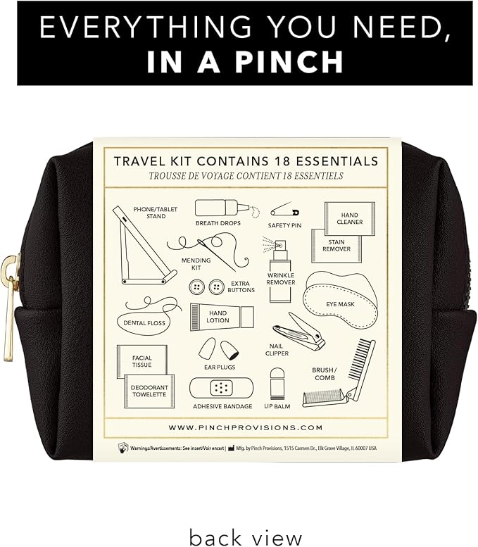 Pinch Provisions Travel Kit, includes 18 Must-Have Emergency Essential Items for Travelling, Ideal Road Trip or Airport Gift for Friends, Family & Peers, Portable Pouch-BrightBean Baby