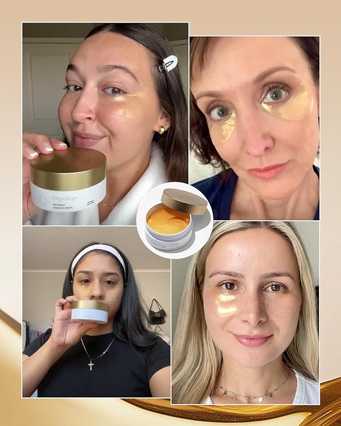 depology Restoring Hydrogel Under Eye Patch | 60 Patches | Brightening Caffeine Gold Pads for Dark Circles | Puffiness | Wrinkles | Refresh | Travel-BrightBean Baby