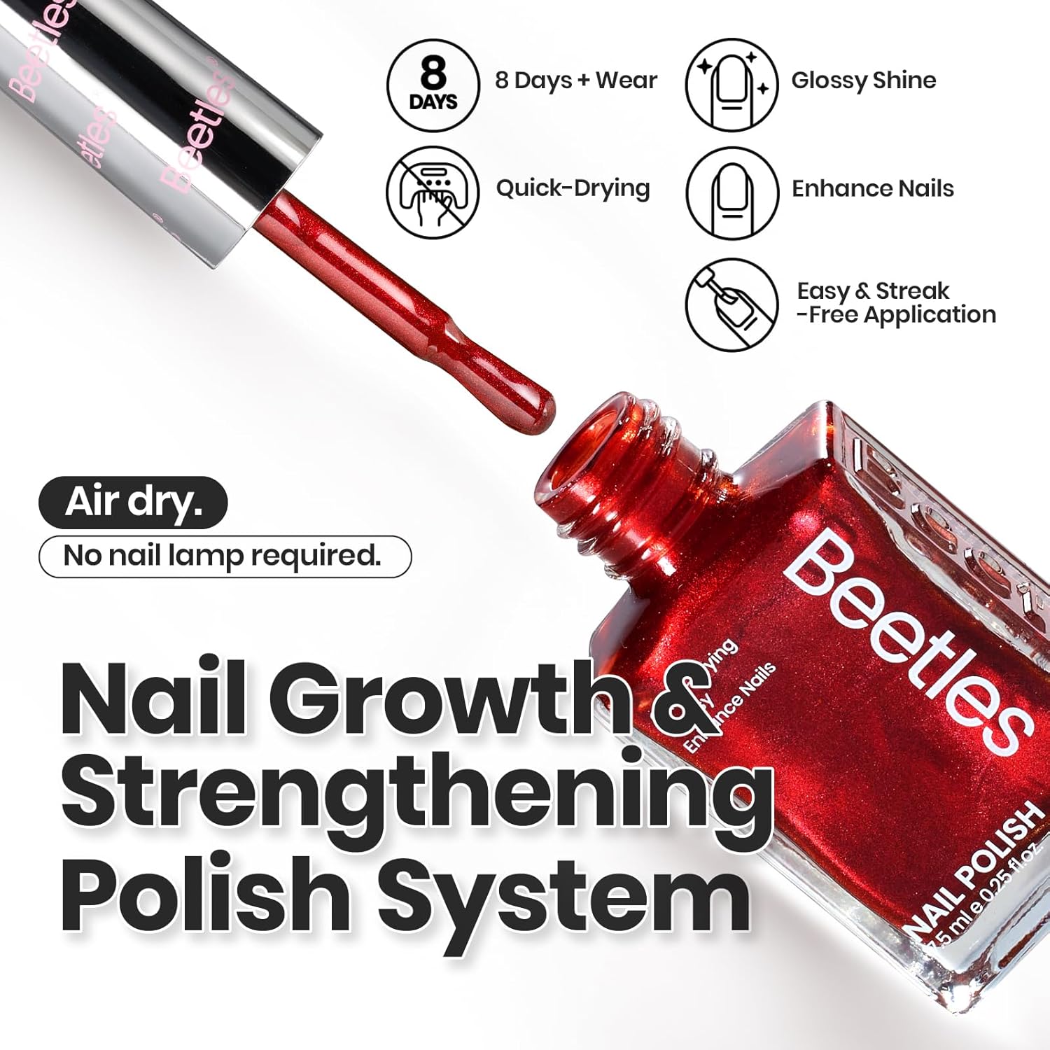 Beetles Fall Nail Polish Set - Glamour Era 6 Colors Quick Dry Glitter Burgundy Red Gold Green Yellow High-Gloss Long-Lasting Nail Polish for DIY At-Home Manicure Gift for Women-BrightBean Baby