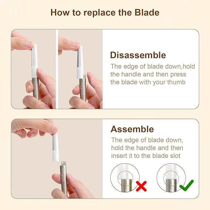 Dermaplaning Razor for Face - 10 Blade Refills, Dermaplaning Tool for Face Help Exfoliate and Smooth Skin, Easy-to-Use Facial Razors, Eyebrow Razor & Peach Fuzz Removal for Beauty-BrightBean Baby