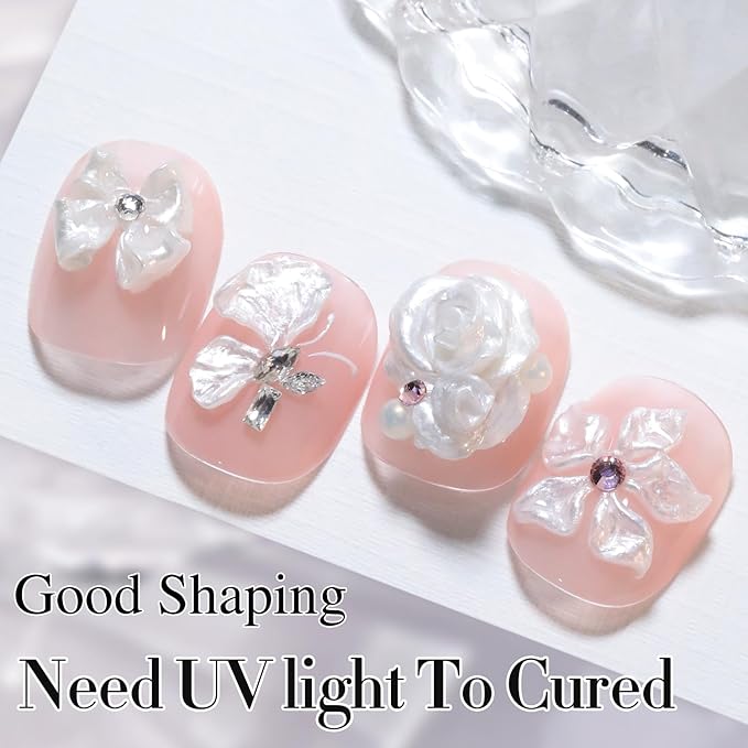 Double Rhythm 3D Nail Gel Pearl Solid Sculpting Gel for Nail Art Non-Sticky Hard Gel for Building Carving Molding Nail Extension Soak Off UV/LED Nail Art Salon Home DIY 0.5 Oz (Silver-Silk 01)-BrightBean Baby