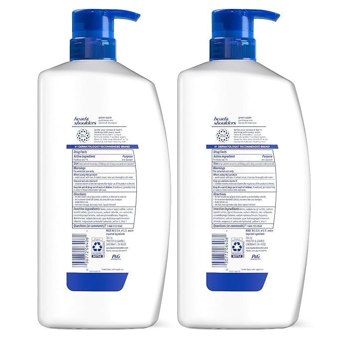 Head & Shoulders Dandruff Shampoo, Clinically Proven Anti Dandruff & Scalp Care Treatment, Fresh Green Apple Scent, Paraben-Free, 32.1 Fl Oz Each, 2 Pack-BrightBean Baby