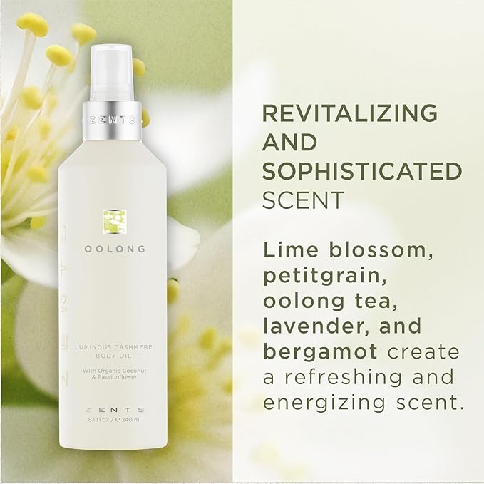 Zents Luminous Cashmere Body Oil (Anjou Fragrance) | Moisturizing Body Oil with Vitamin E & Organic Coconut Oil | Softens & Smooths Skin | 8 fl oz-BrightBean Baby