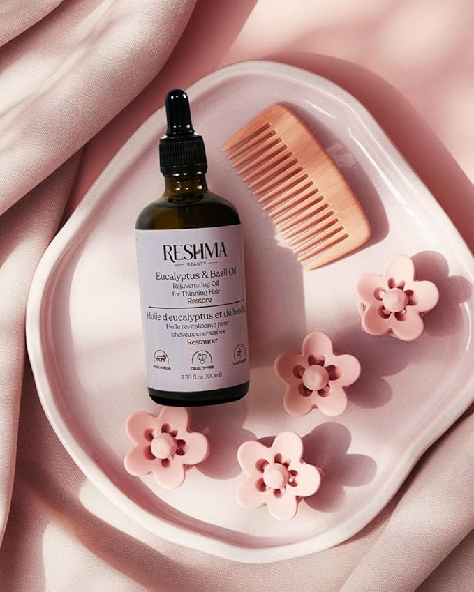Reshma Beauty Eucalyptus & Basil Oil – Henna Infused Rejuvenating Oil for Thinning Hair | Restores, Strengthens & Nourishes-BrightBean Baby