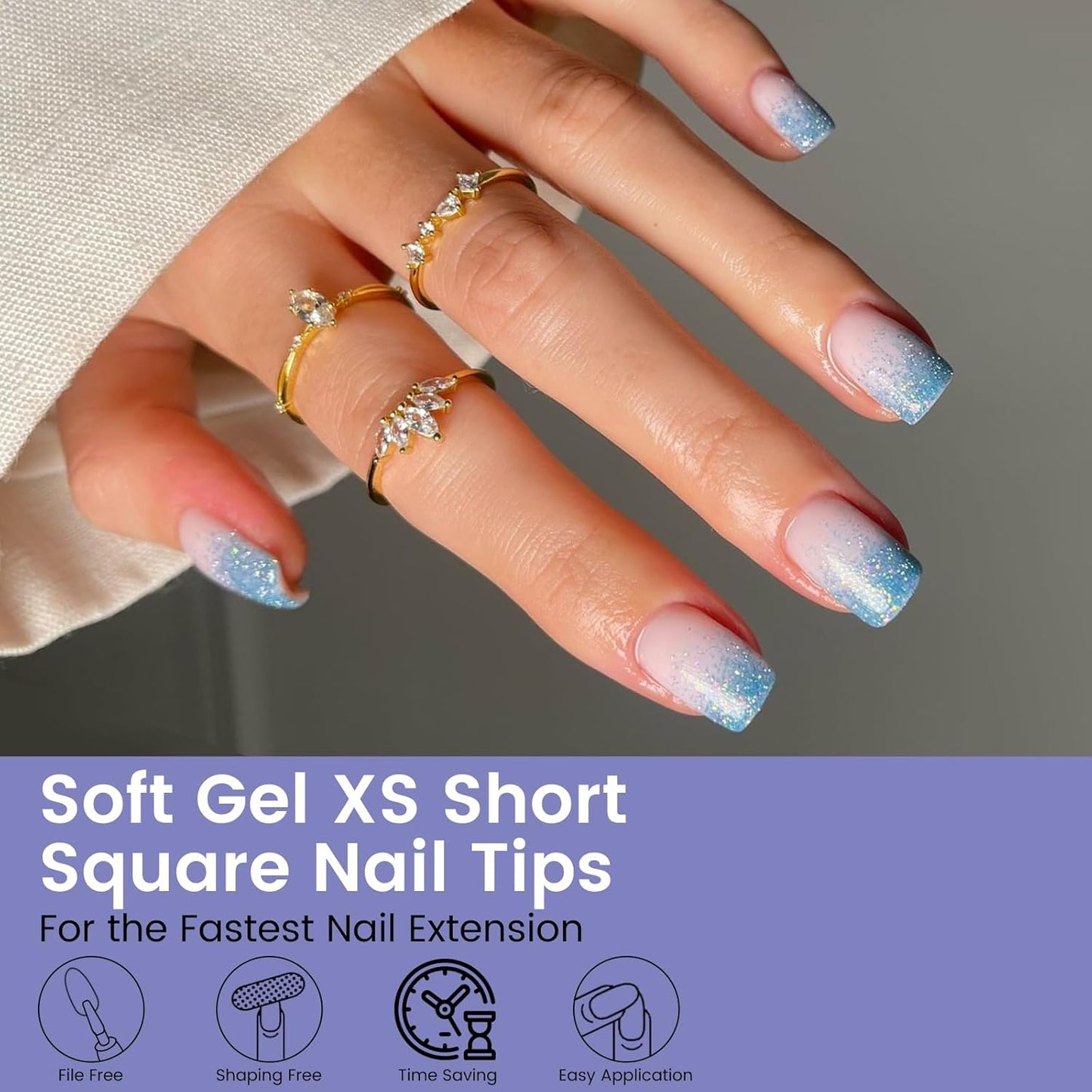 Extra Short Nail Tips Square: 240PCS Pre-shaped Gel Nails Tips Short Square Nail Tips, 12 Sizes Clear Full Cover False Fake Press on Nails for Nail Extensions DIY Home Salon for Women-BrightBean Baby
