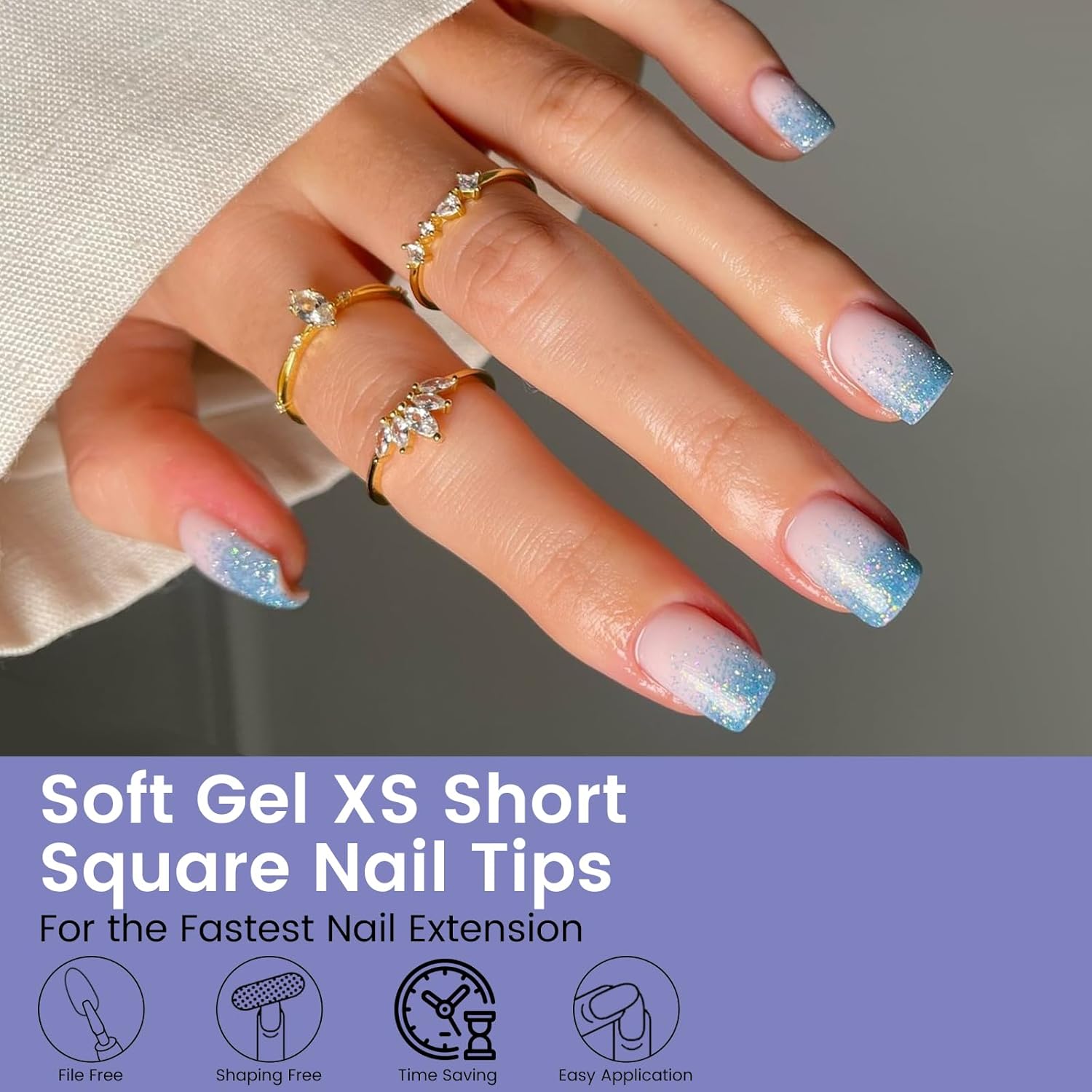 Extra Short Nail Tips Square: 240PCS Pre-shaped Gel Nails Tips Short Square Nail Tips, 12 Sizes Clear Full Cover False Fake Press on Nails for Nail Extensions DIY Home Salon for Women-BrightBean Baby