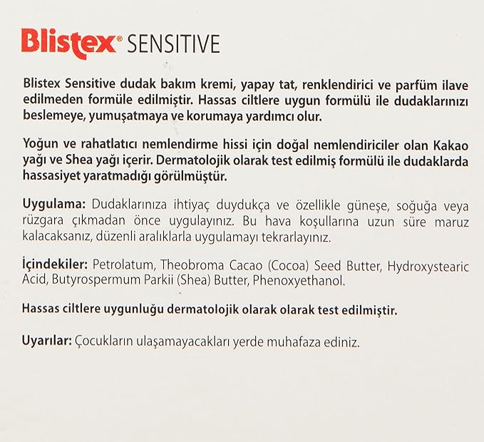 Blistex Simple & Sensitive Lip Balm, 0.15 Ounce Tube – Hypo-Allergenic Unflavored Lip Balm, Gentle Lip Moisturizer For Dry Lips, Contains Shea & Cocoa Butter-BrightBean Baby