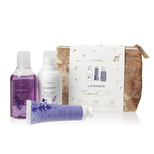 Thymes Travel Set and Beauty Bag - Contains Body Wash, Body Lotion & Hand Cream - Lavender-BrightBean Baby