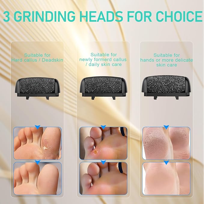 Electric Callus Remover for Feet - with Larger Grinding Head, Portable Pedicure Kit Foot File Callus Remover, Rechargeable Waterproof Foot File for Foot Care Deadskin Remover LCD Display-Black-BrightBean Baby