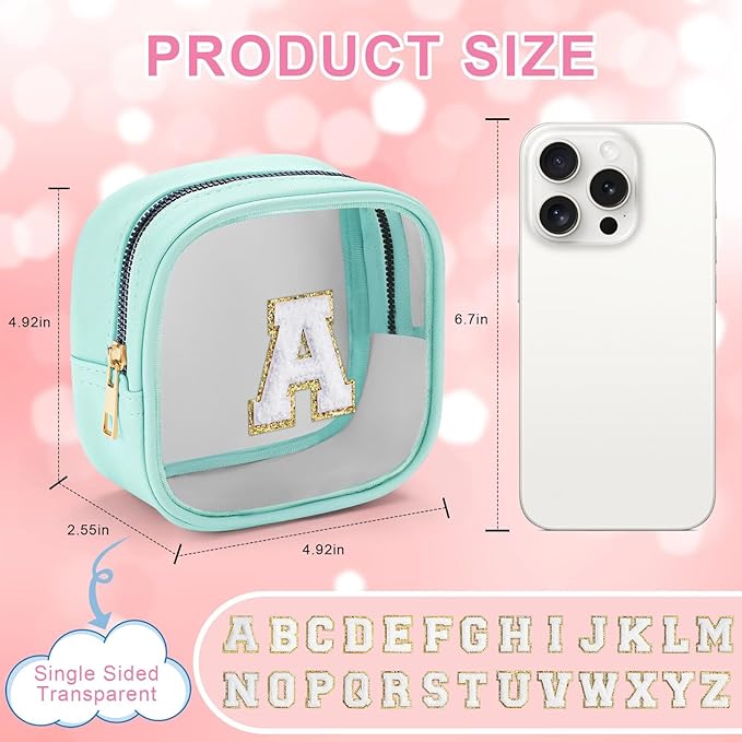 YOOLIFE Initial Make Up Bag Travel Toiletry Bag, Clear Makeup Bag Preppy Cosmetic Bags Organizer Travel Essentials Gifts for Women Teen Girlfriend Teacher Mom Birthday Mothers Day Gifts Blue E-BrightBean Baby