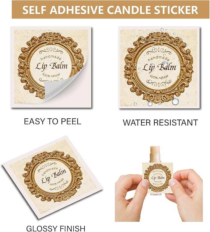 CRASPIRE 80Pcs 8 Styles Lip Balm Sticker Retro Photo Frame Self-Adhesive Homemade Lip Balm Labels Vintage Square DIY Label Stickers for Lip Balm Containers Cosmetics Lipsticks-BrightBean Baby