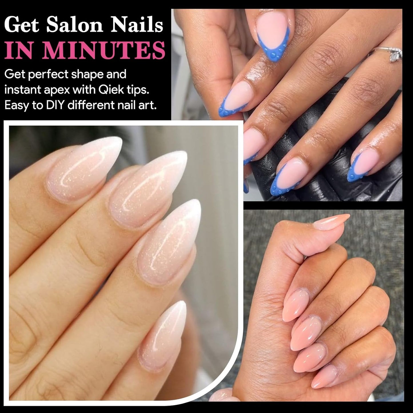 Short Water-drop False Nail Tips, 15 Sizes 510 PCS Clear Soft Press On Fake Nail Pre-shaped Half Matte Full Cover Gel Nail Tips Extensions Strong Long Lasting for DIY Beginners & Salon Manicure-BrightBean Baby