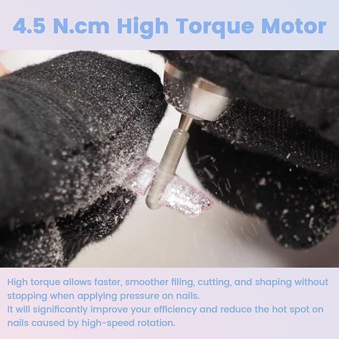 Delanie Professional Nail Drill High Torque 35000 RPM Rechargeable Portable Electric Nail File Filer for Acrylic Gel with Cuticle Bits, Salon Manicure Tool, Gradient Pink-BrightBean Baby