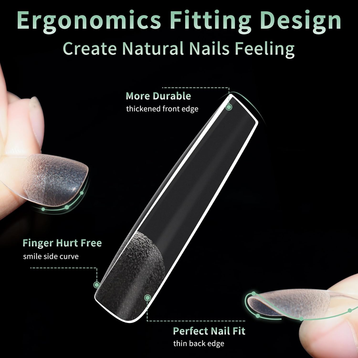 XXL Long Square Nail Tips, 120pcs Acrylic Fake Nails Gel Nail Tips Soft, Full Cover Pre-Shaped Matte Clear Press on Nails for Extension, Diy at Home Manicure 12 Sizes-BrightBean Baby