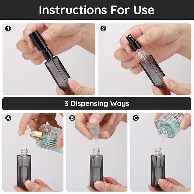 Segbeauty 5 Packs Travel Perfume Bottle Refillable, 10ML Mini Portable Glass Spray Bottles Atomizer, Empty Cologne Sample Dispenser with Funnel and Pipette, Perfume Making Kit Toiletries Container-BrightBean Baby