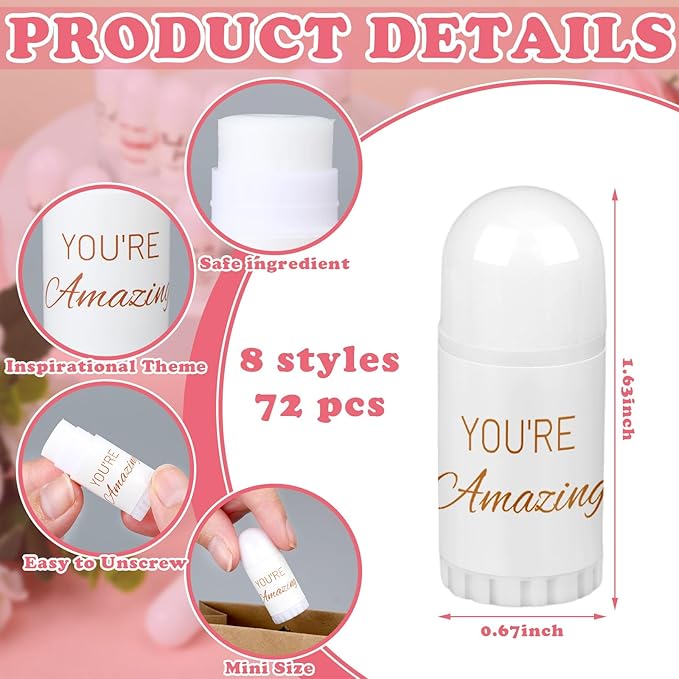 72 Pcs Mini Lip Balm Bulk Gift, 8 Assorted Flavors, Moisturizing for All Skin Types-BrightBean Baby