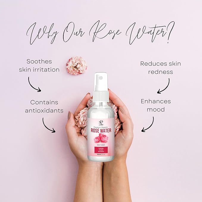 Rose Water 100ml, Refreshing Facial Mist for All Glowing Skin and Hair Types (Pack of 1)-BrightBean Baby