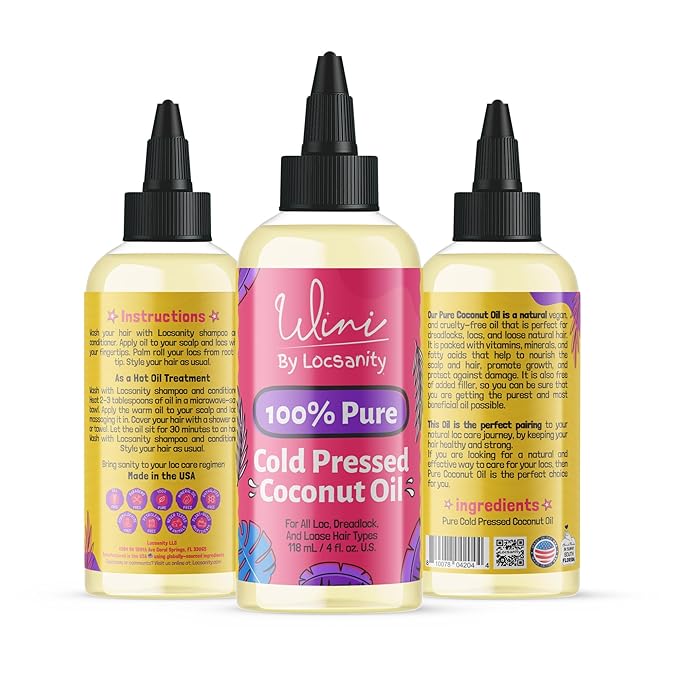 Locsanity Wini 100% Pure Oil 4 Pack, Jojoba, Argan, Coconut, Black Castor, 4 Fl Oz Each-BrightBean Baby