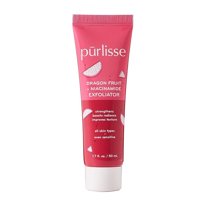 pürlisse Dragonfruit + Niacinamide Face Exfoliator Scrub - Exfoliating Face Wash for Radiance & Improved Texture - Strengthens Skin Barrier, Reduces Blemishes & Fights Signs of Aging (1.7 Fl oz)-BrightBean Baby