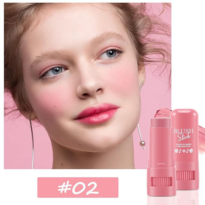 Cream Blush Makeup,Buildable Blush Stick for Cheeks,Matte Finish,Long Wear,Easy Application,Lightweight Multi Stick-BrightBean Baby