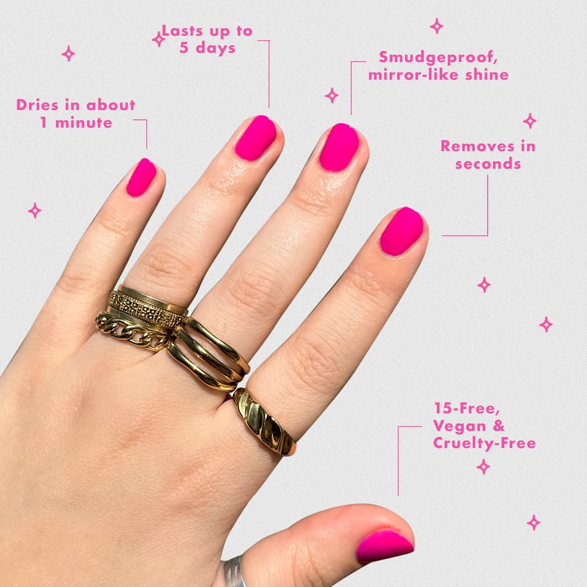 Olive & June Quick Dry Nail Polish | Instant Fast-Drying Smudgeproof Color | 15-free, Vegan Cruelty-Free Formula | Lasts up to 5 Days | Salon-Quality Manicure Pedicure at Home | Wildest Magenta Purple-BrightBean Baby