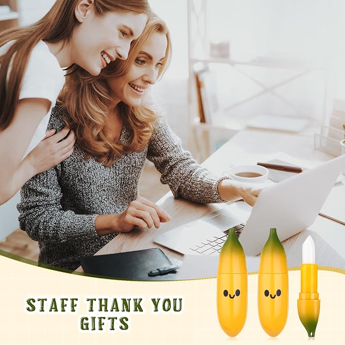 50 Pcs Employee Appreciation Gifts Bulk Banana Lip Balms Staff Appreciation Gift Bulk Lip Balm Gift Set Thank You Gift Lip Care Cream for Coworker Teacher Nurse Women Friend Baby Shower Favors-BrightBean Baby